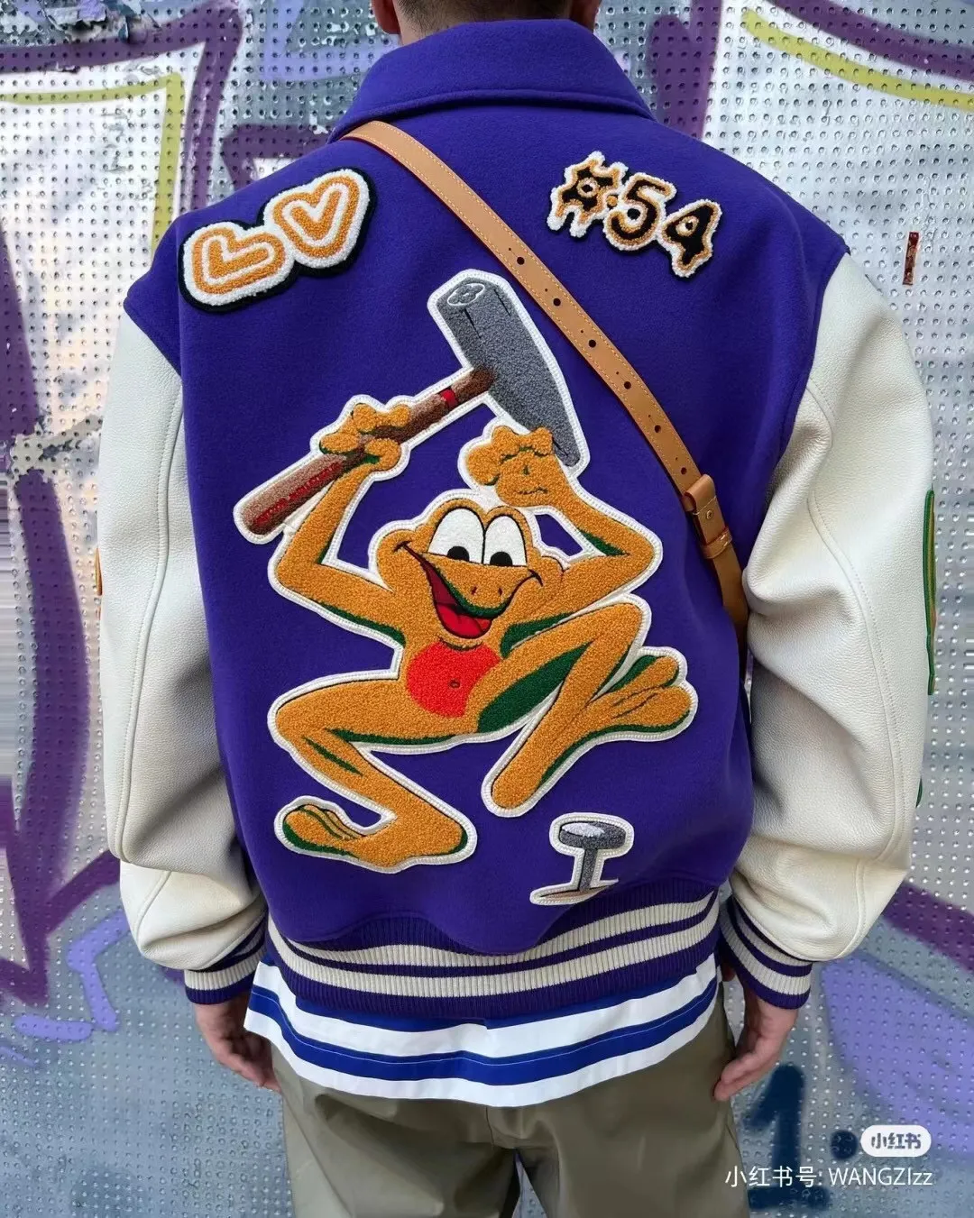 Louis Vuitton/Louis Vuitton 22Fw towel embroidered letter frog baseball jacket